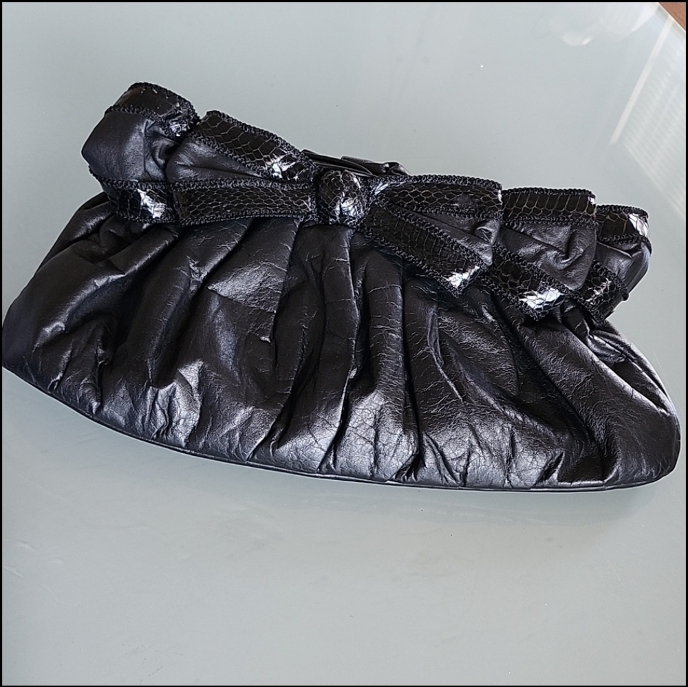 Rita Diana For Mylinka Vintage Black Leather And Eelskin Bow Tie WhimsigothBag